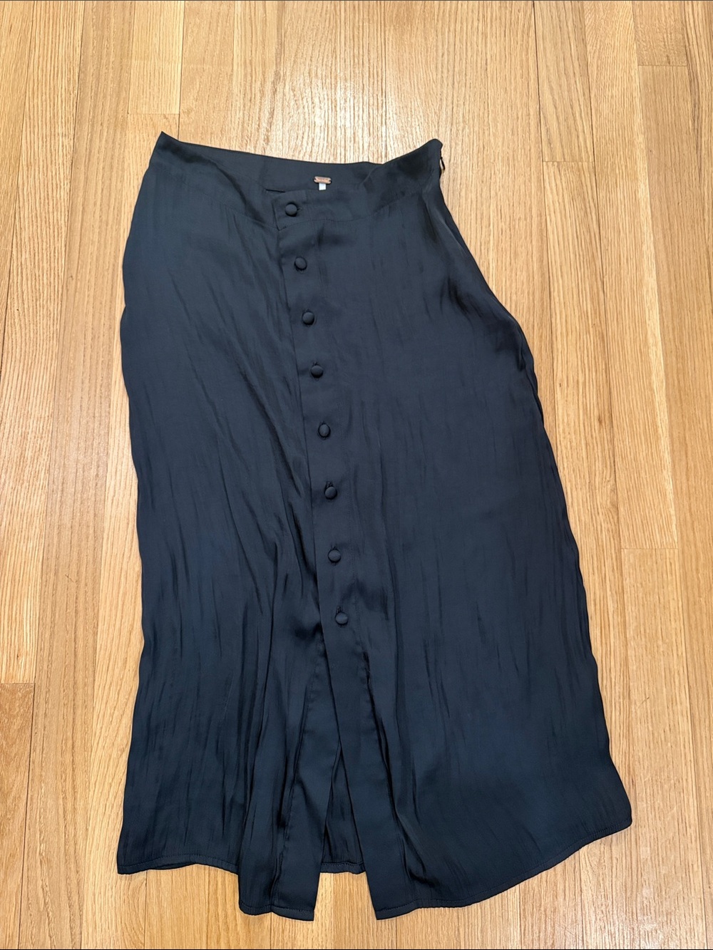 Free People Black Button-Front Midi Skirt